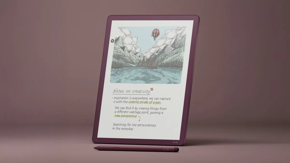 Kindle Scribe Colorsoft con notas e ilustraciones en pantalla